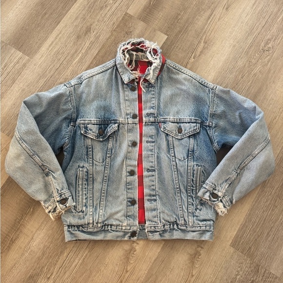 Mens Vintage Levis 70417 0819 Denim Jean Barn Trucker Plaid
Lined Jacket - Picture 2 of 7